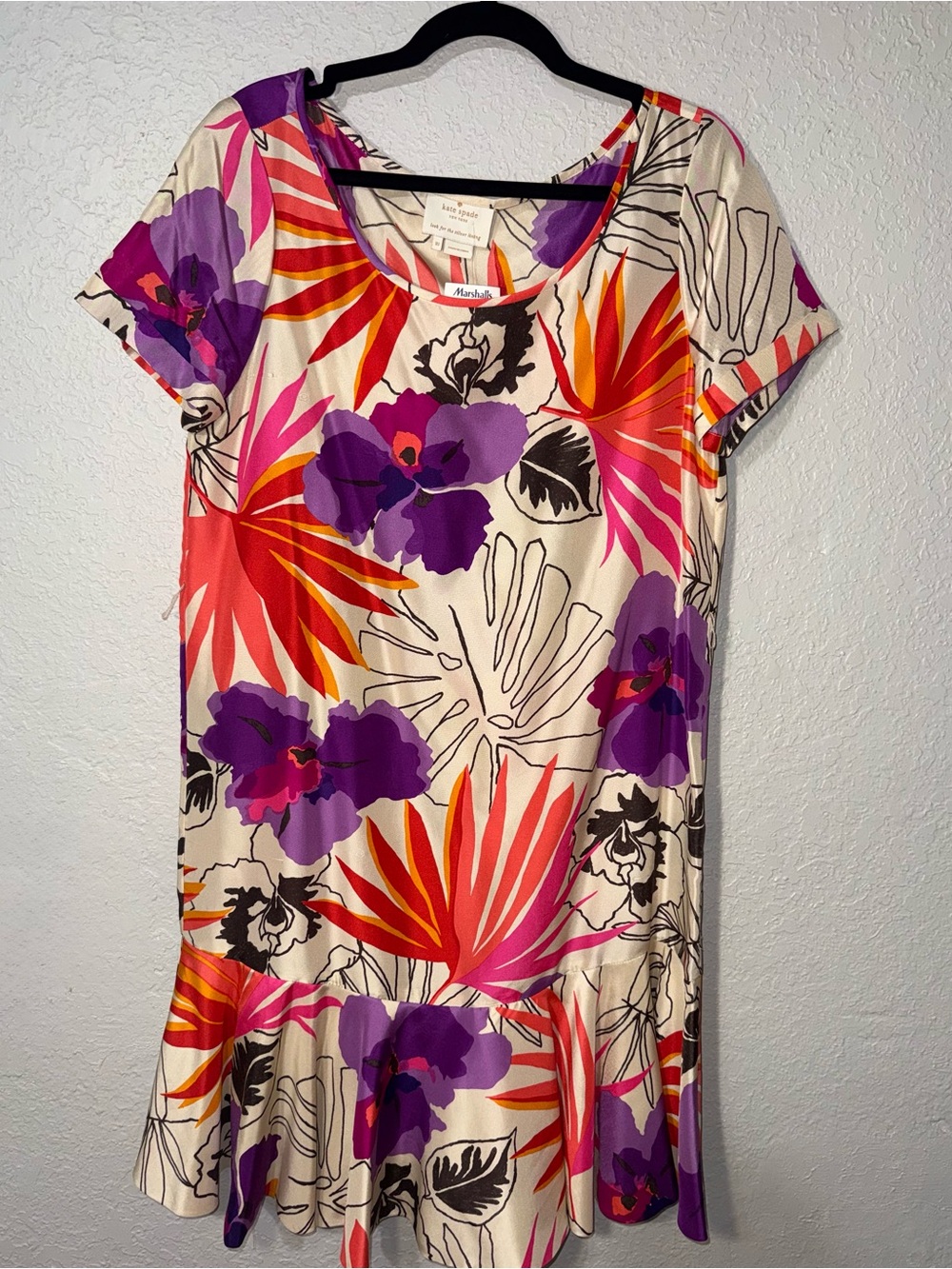 Kate Spade Floral Scoop Neck 100% Silk Dress.New with Tags *with imperfections.